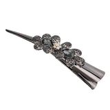 Maxbell 4xCrystal Metal Hair Grip for Thick Hair Womens Hair Jewelry Gray