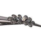 Maxbell 5xCrystal Metal Hair Grip for Thick Hair Womens Hair Jewelry Gray