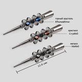 Maxbell 5xCrystal Metal Hair Grip for Thick Hair Womens Hair Jewelry Gray