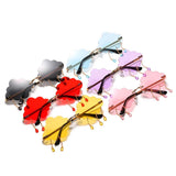 Fashion Rimless Sunglasses for Women Cloud Tassel Sunglasses Shades Blue