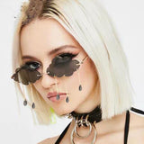 Fashion Rimless Sunglasses for Women Cloud Tassel Sunglasses Shades Blue