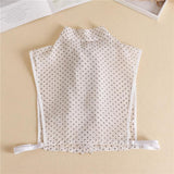 Maxbell Women Detachable Shirt Collar Bowknot Polka Dot Faux Collar Chiffon White