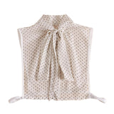 Maxbell Women Detachable Shirt Collar Bowknot Polka Dot Faux Collar Chiffon White