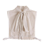 Maxbell Women Detachable Shirt Collar Bowknot Polka Dot Faux Collar Chiffon White