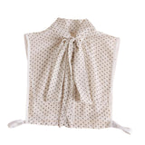 Maxbell Women Detachable Shirt Collar Bowknot Polka Dot Faux Collar Chiffon White