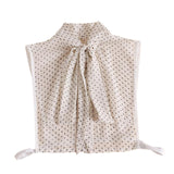 Maxbell Women Detachable Shirt Collar Bowknot Polka Dot Faux Collar Chiffon White