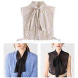 Maxbell Women Detachable Shirt Collar Bowknot Polka Dot Faux Collar Chiffon White
