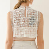 Maxbell Maxbell Camisole Shirt Tank Top Sexy Women Lady Lace Halter Chiffon Collar Crochet