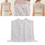 Maxbell Maxbell Camisole Shirt Tank Top Sexy Women Lady Lace Halter Chiffon Collar Crochet
