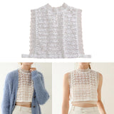 Maxbell Maxbell Camisole Shirt Tank Top Sexy Women Lady Lace Halter Chiffon Collar Crochet