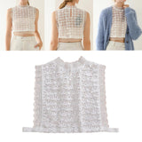 Maxbell Maxbell Camisole Shirt Tank Top Sexy Women Lady Lace Halter Chiffon Collar Crochet