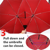 Maxbell Automatic Open Umbrella Anti-UV Rain Windproof Couple's Umbrella Large Red