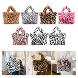 Women Leopard/Zebra Stripe Handbag Faux Fur Tote Bag zebra stripe