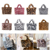 Women Leopard/Zebra Stripe Handbag Faux Fur Tote Bag zebra stripe