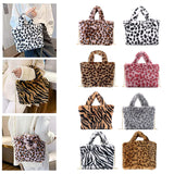 Women Leopard/Zebra Stripe Handbag Faux Fur Tote Bag zebra stripe