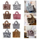 Women Leopard/Zebra Stripe Handbag Faux Fur Tote Bag zebra stripe