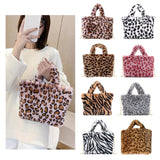 Women Leopard/Zebra Stripe Handbag Faux Fur Tote Bag zebra stripe