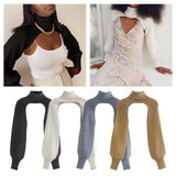Maxbell Maxbell Turtleneck Sexy Short Sweater Long Sleeve Knitwear Pullover Halter Top White