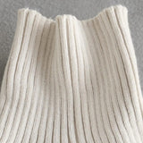 Maxbell Maxbell Turtleneck Sexy Short Sweater Long Sleeve Knitwear Pullover Halter Top White