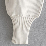 Maxbell Maxbell Turtleneck Sexy Short Sweater Long Sleeve Knitwear Pullover Halter Top White
