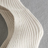 Maxbell Maxbell Turtleneck Sexy Short Sweater Long Sleeve Knitwear Pullover Halter Top White