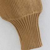 Maxbell Maxbell Turtleneck Sexy Short Sweater Long Sleeve Knitwear Pullover Halter Top Khaki