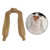 Maxbell Maxbell Turtleneck Sexy Short Sweater Long Sleeve Knitwear Pullover Halter Top Khaki