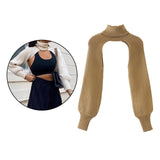 Maxbell Maxbell Turtleneck Sexy Short Sweater Long Sleeve Knitwear Pullover Halter Top Khaki