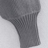 Maxbell Maxbell Turtleneck Sexy Short Sweater Long Sleeve Knitwear Pullover Halter Top Gray