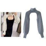 Maxbell Maxbell Turtleneck Sexy Short Sweater Long Sleeve Knitwear Pullover Halter Top Gray