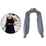 Maxbell Maxbell Turtleneck Sexy Short Sweater Long Sleeve Knitwear Pullover Halter Top Gray