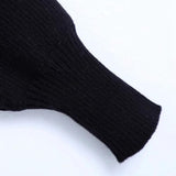 Maxbell Maxbell Turtleneck Sexy Short Sweater Long Sleeve Knitwear Pullover Halter Top Black