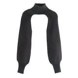 Maxbell Maxbell Turtleneck Sexy Short Sweater Long Sleeve Knitwear Pullover Halter Top Black