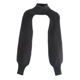 Maxbell Maxbell Turtleneck Sexy Short Sweater Long Sleeve Knitwear Pullover Halter Top Black