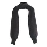 Maxbell Maxbell Turtleneck Sexy Short Sweater Long Sleeve Knitwear Pullover Halter Top Black