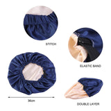 Maxbell 2xSatin Silk Bonnet Night Sleeping Cap Hat For Curly Natural Hair Navy Blue