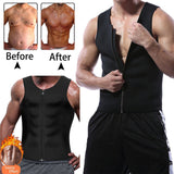 Men Zipper Sauna Sweat Trainer Vest Neoprene Yoga Thermal Body Shaper XL