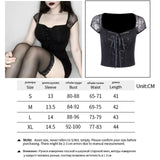 Maxbell Maxbell Vintage Tops Goth T-shirt Women Sexy Bandage Lace T-shirts Gothic Top  S