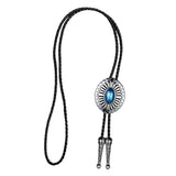 Maxbell Celtic Mens Bolo Tie Wedding Necklace PU Leather Rope Western Cowboy Blue