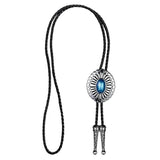 Maxbell Celtic Mens Bolo Tie Wedding Necklace PU Leather Rope Western Cowboy Blue