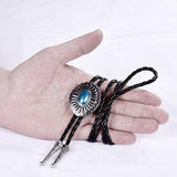 Maxbell Celtic Mens Bolo Tie Wedding Necklace PU Leather Rope Western Cowboy Blue