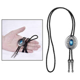 Maxbell Celtic Mens Bolo Tie Wedding Necklace PU Leather Rope Western Cowboy Blue