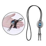 Maxbell Celtic Mens Bolo Tie Wedding Necklace PU Leather Rope Western Cowboy Blue