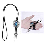 Maxbell Celtic Mens Bolo Tie Wedding Necklace PU Leather Rope Western Cowboy Blue