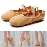 Maxbell 2xCanvas Ballet Slipper Split-Sole Shoes Fitness Gymnastics Flats Tan_39