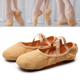 Maxbell 3xCanvas Ballet Slipper Split-Sole Shoes Fitness Gymnastics Flats Tan_39