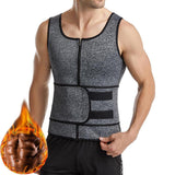 Men Sauna Vest Waist Trainer Neoprene Sweat Tank Top Zipper Tummy Gray L