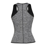 Men Sauna Vest Waist Trainer Neoprene Sweat Tank Top Zipper Tummy Gray L