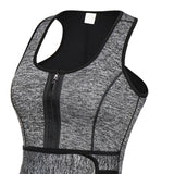 Men Sauna Vest Waist Trainer Neoprene Sweat Tank Top Zipper Tummy Gray L