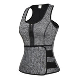 Men Sauna Vest Waist Trainer Neoprene Sweat Tank Top Zipper Tummy Gray L